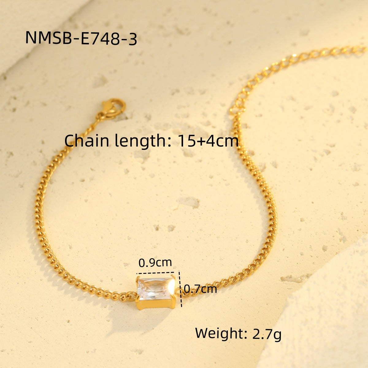 Pulsera de acero inoxidable con diseño geométrico y circonita cúbica para mujer, ajustable, joya minimalista