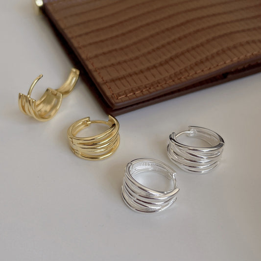 Orecchini a cerchio intrecciati geometrici placcati in argento sterling 925 da donna minimalisti