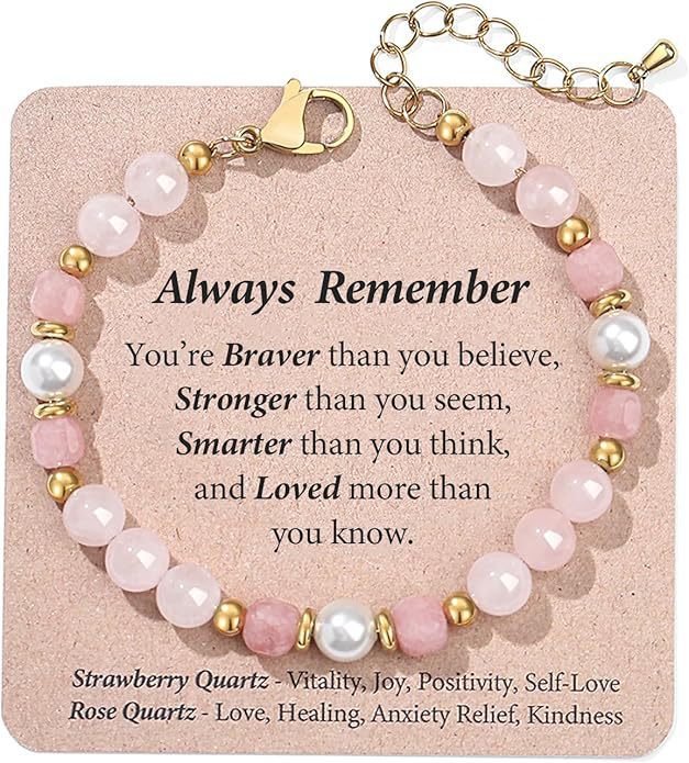 Minimalist 8mm Natural Faceted Strawberry Quartz Geometric Bracelet for Women