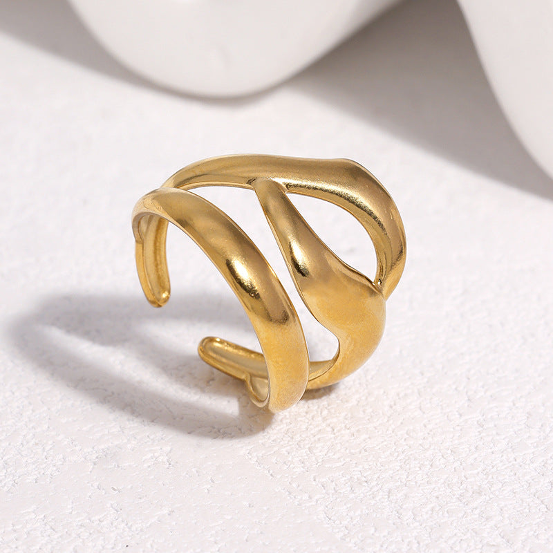 Minimalist Geometric Plated Stainless Steel Open Ring for Women