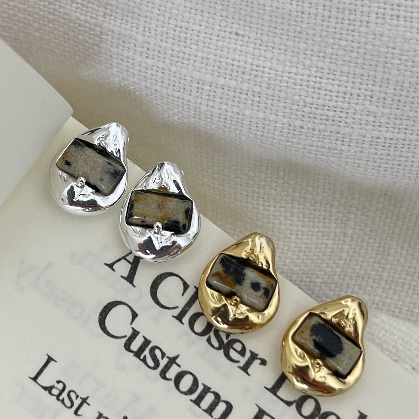 Minimalist Waterdrop-Shaped 925 Sterling Silver Stud Earrings with Pearl Inlay for Women