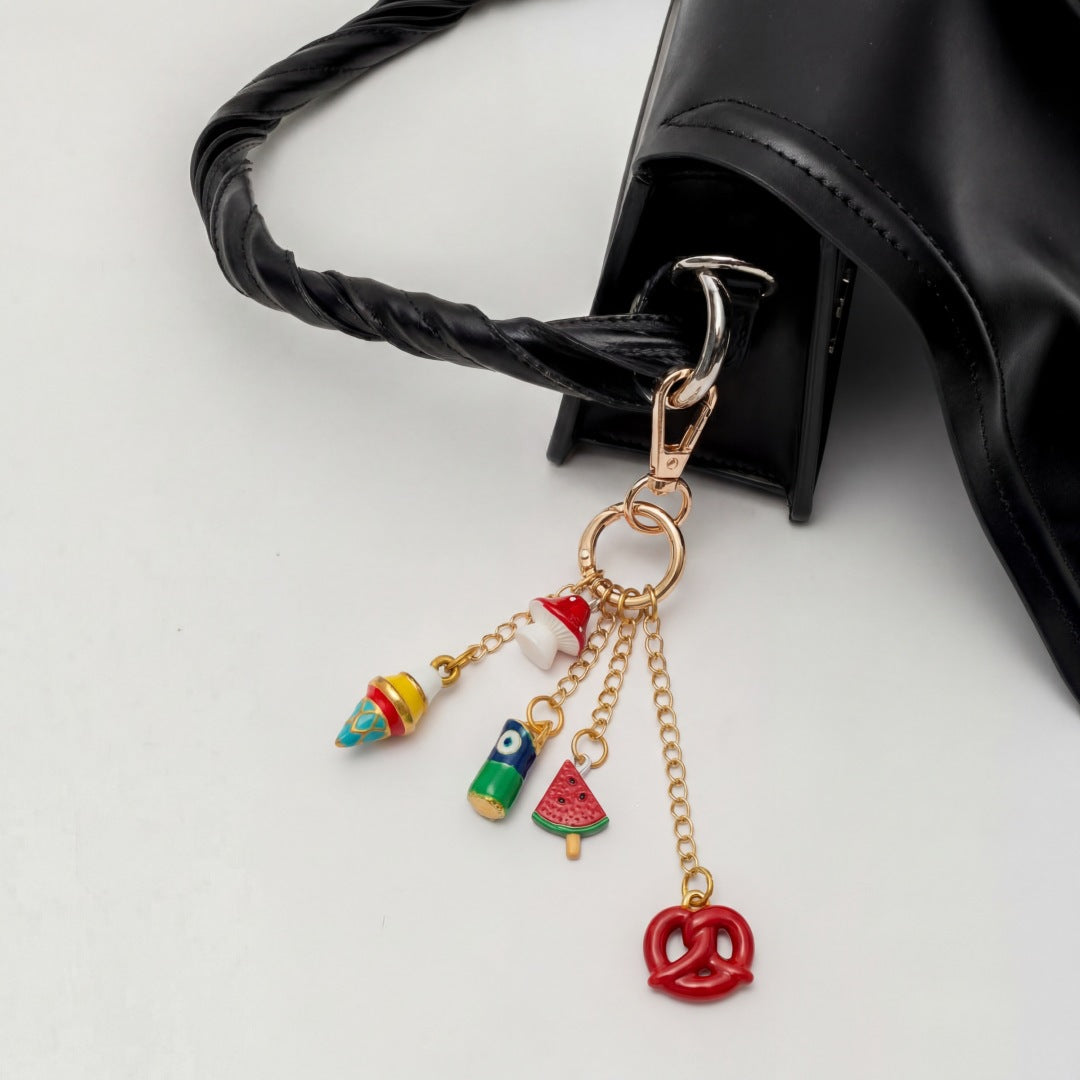 Sweet Acrylic Plated Food Pattern Bag Charm Keychain