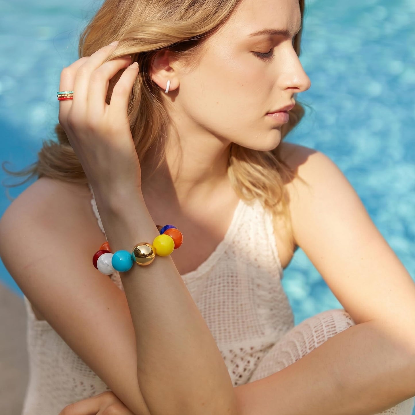 Bohemian Geometric Round Acrylic Beaded Bracelet for Women