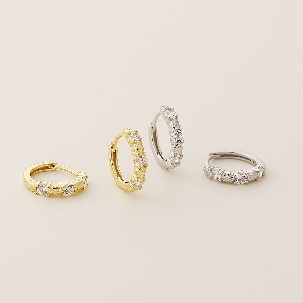 Pendientes Minimalistas Geométricos S925 de Plata de Ley con Diamantes de Imitación para Mujer