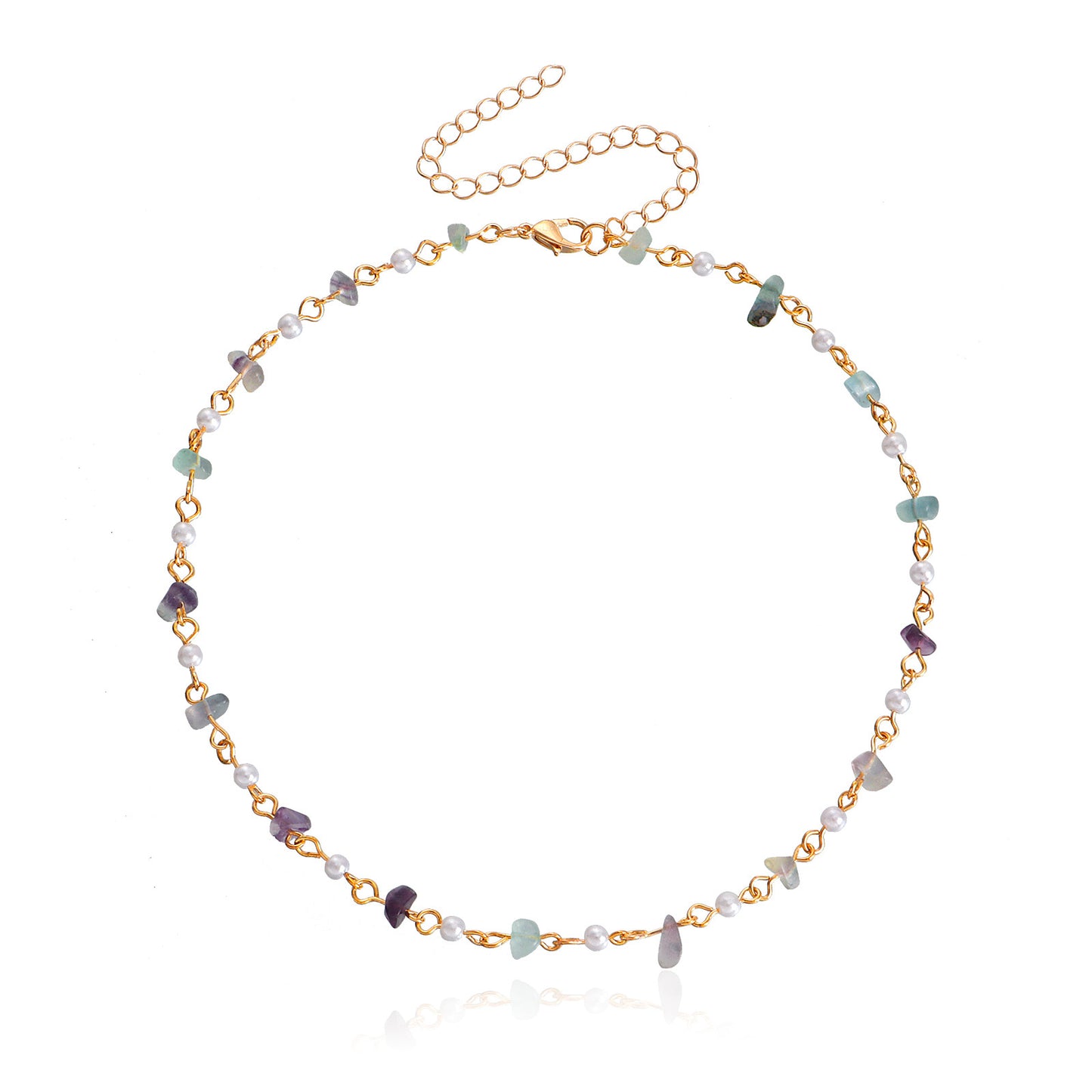 Minimalist Geometric Turquoise Pendant Necklace for Women Alloy Plated Clavicle Chain