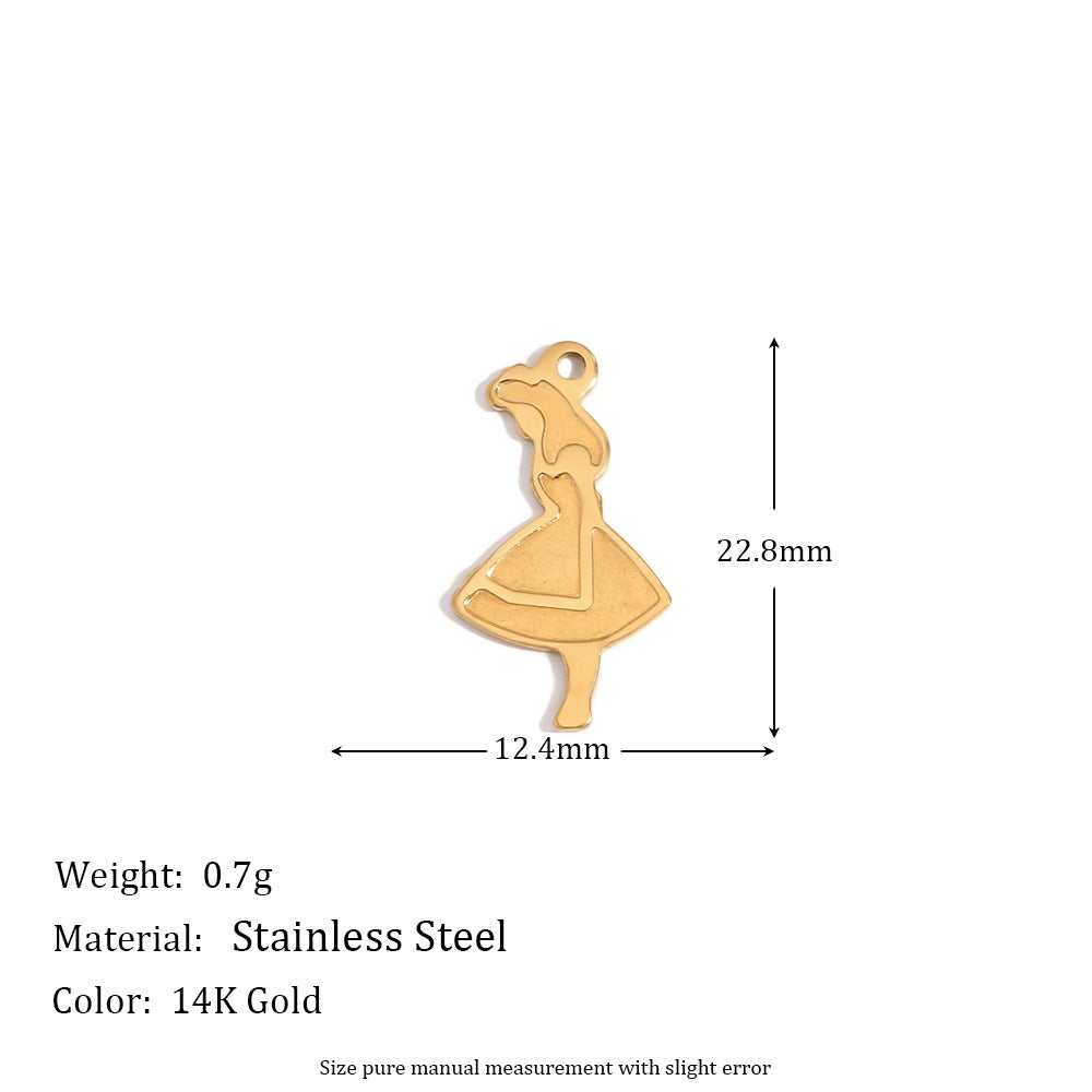 Minimalist Geometric Pendant with 14K Gold Plated Stainless Steel Round Heart Shape and Greek Key Pattern for DIY Jewelry Making