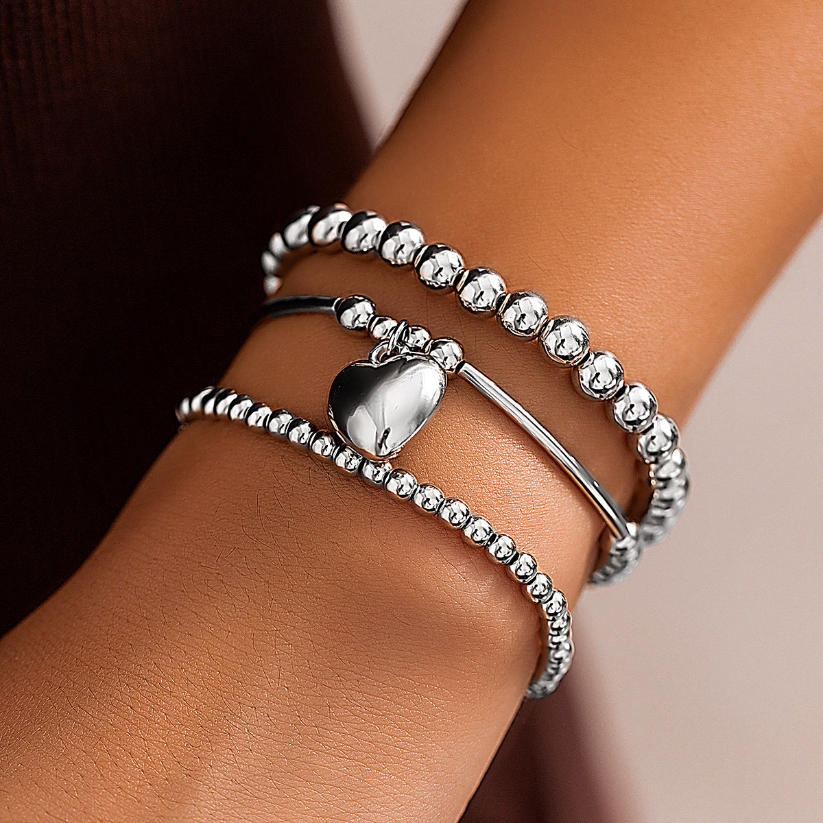 Sweet Business Heart Plated Brass Bracelet for Women