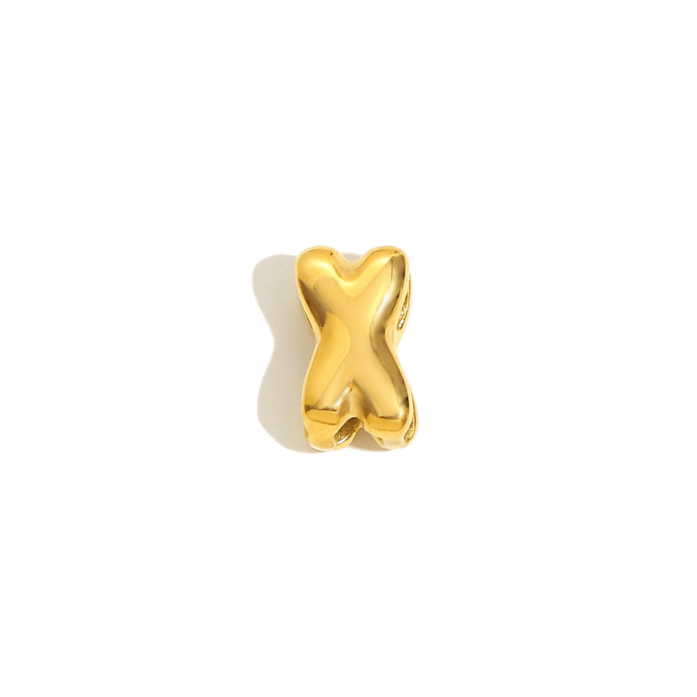 Collana Minimalista con Ciondolo a Lettera da Donna in Acciaio Inox con Placcatura in Oro 18K Design Cavo