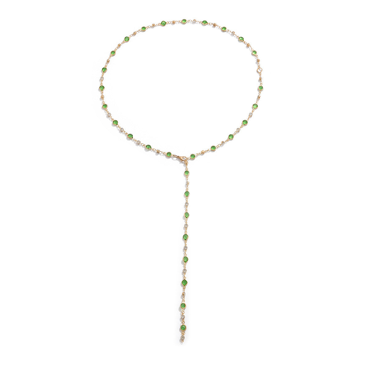 Collana a Y con Ciondolo in Lega e Intarsio di Cristallo Geometrico Minimalista in Ottone per Donne