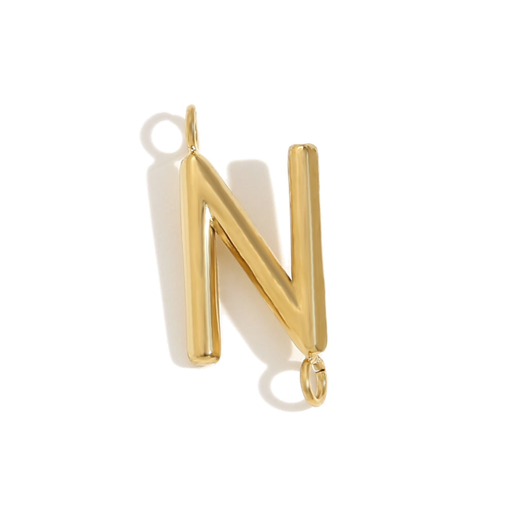 Minimalist 18K Gold Plated Stainless Steel Letter Charm Bar