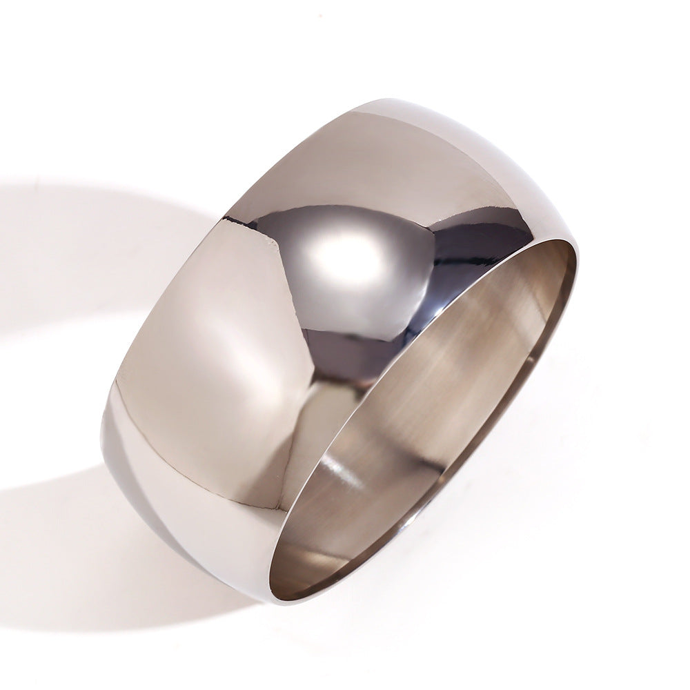 Minimalist Luxury 18K Gold Plated Stainless Steel Geometric Round Bangle Bracelet