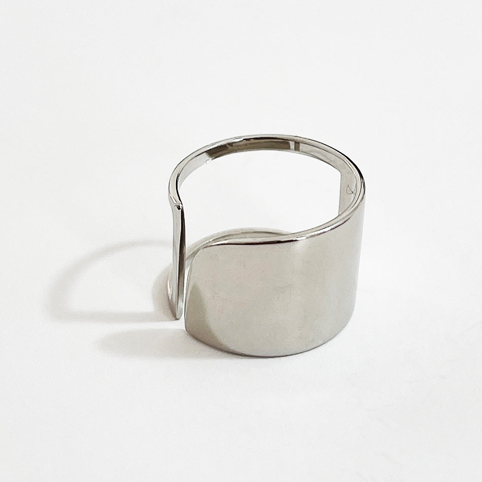 Anillo abierto minimalista de plata de ley 925 pulida geométrica