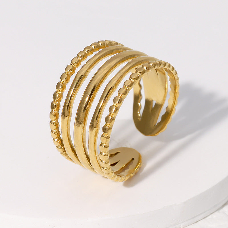 Minimalist Geometric Titanium Steel Open Ring for Women with Plated Finish and Clean Line Design