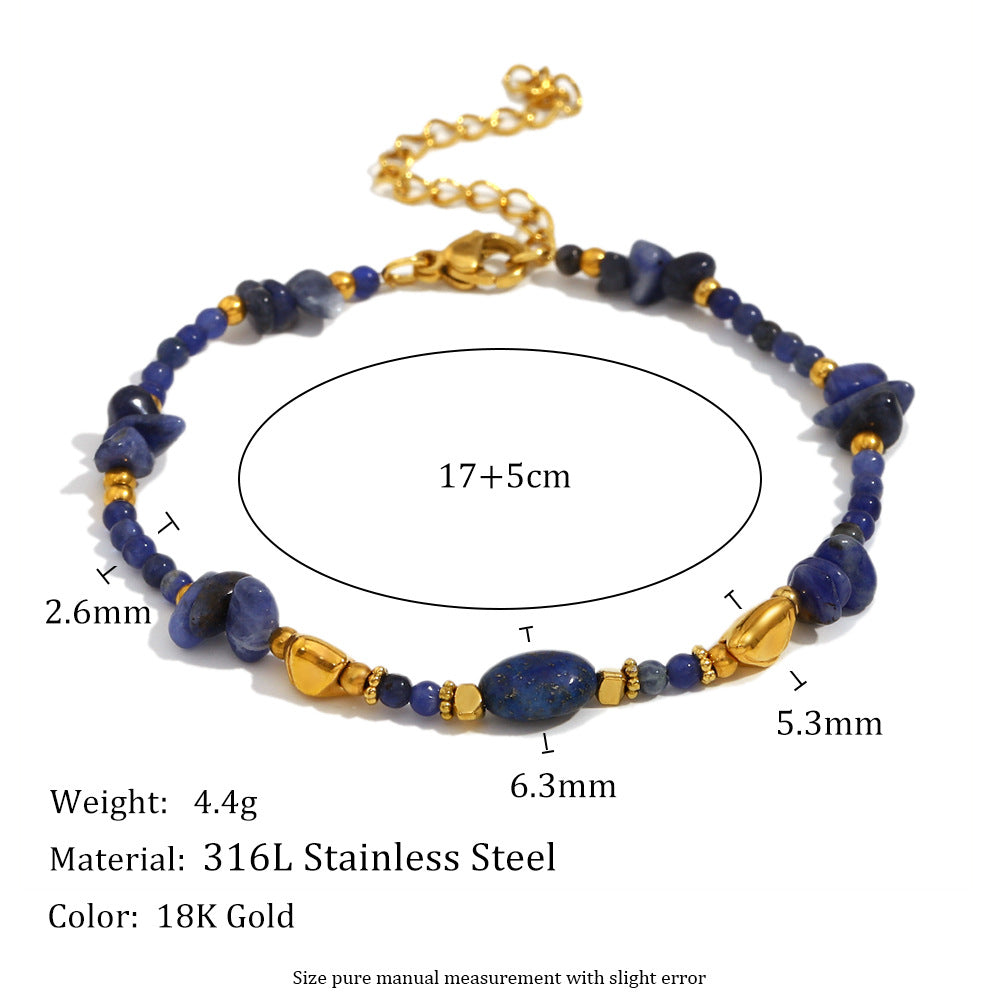Bracciale da donna vintage di lusso in acciaio inossidabile placcato oro 18 carati con pietra naturale geometrica irregolare