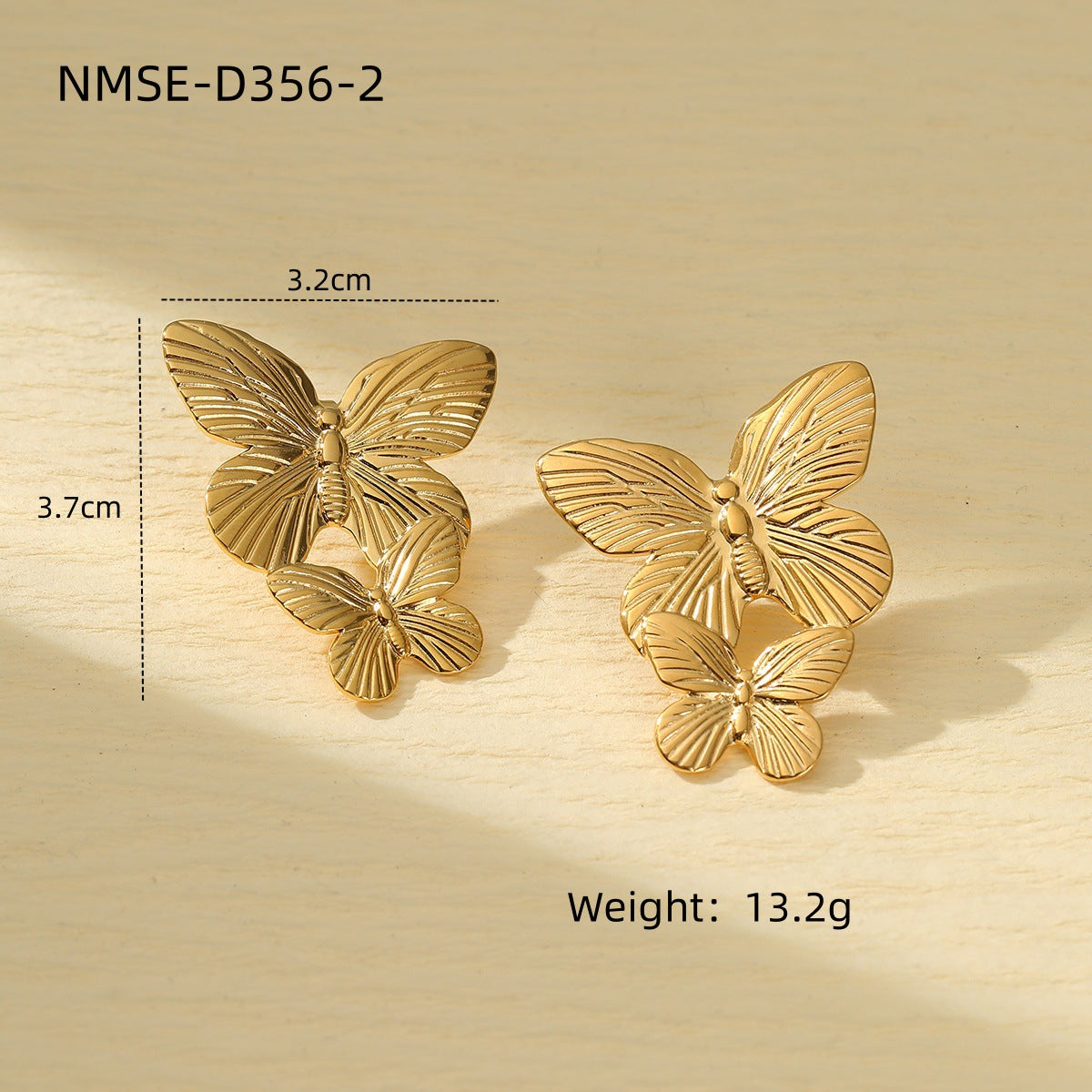 Vintage Floral and Butterfly Shaped Titanium Steel Earrings for Women with Plated Finish, Hypoallergenic and Fade-Resistant