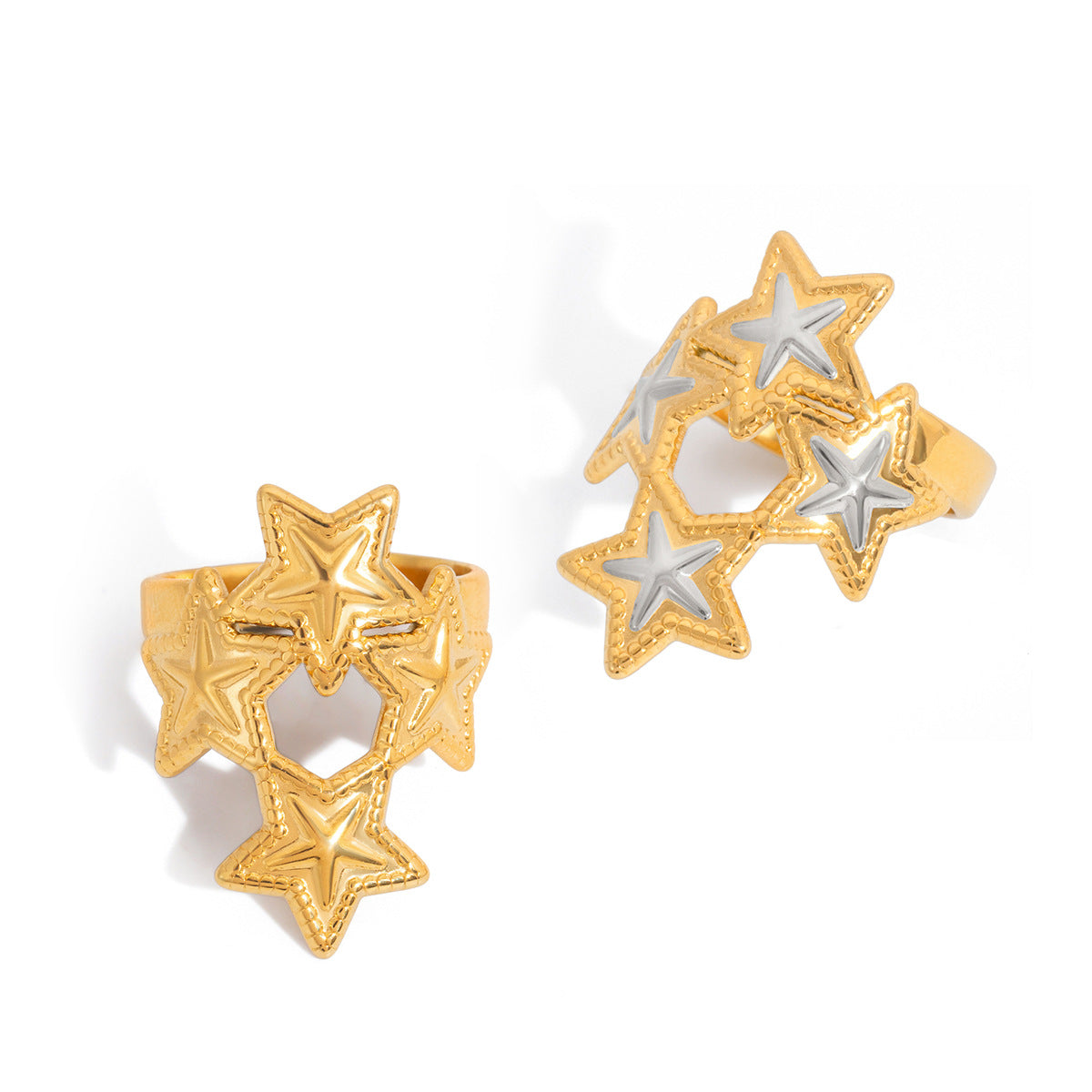 Star Geometric Stainless Steel PVD Ring for Women