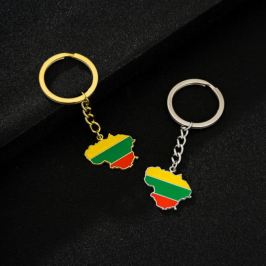 Vintage-Style Stainless Steel Keychain Pendant for Men and Women with Geometric Design