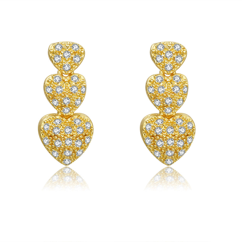 Vintage Gold Plated Brass Teardrop Floral Earrings with Cubic Zirconia