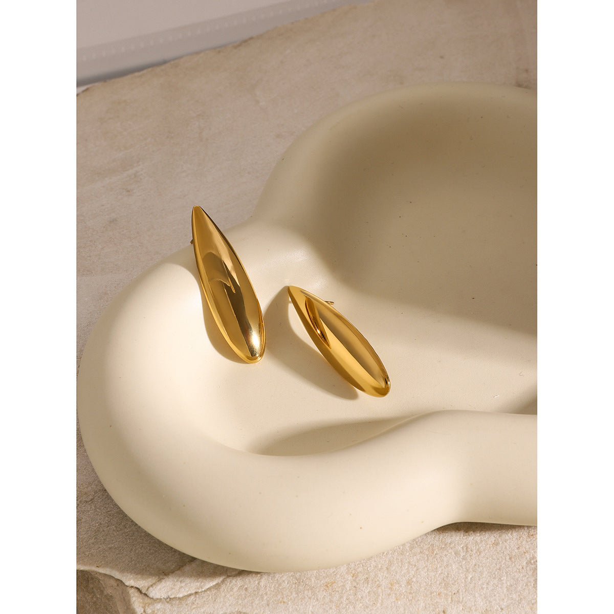 Minimalist 18K Gold Plated Teardrop Stainless Steel Earrings