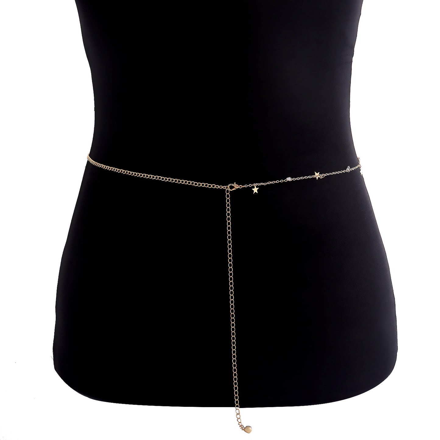 Minimalist Punk Geometric Star Cubic Zirconia Alloy Waist Chain for Women