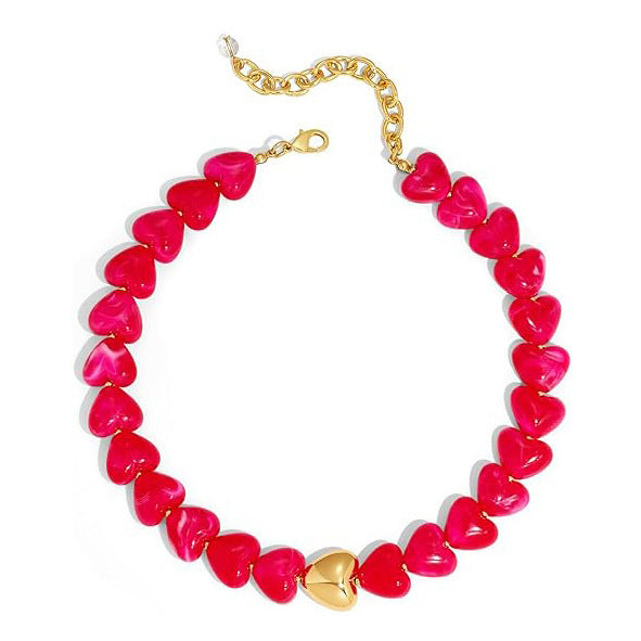 Casual Heart Acrylic Pendant Necklace for Women