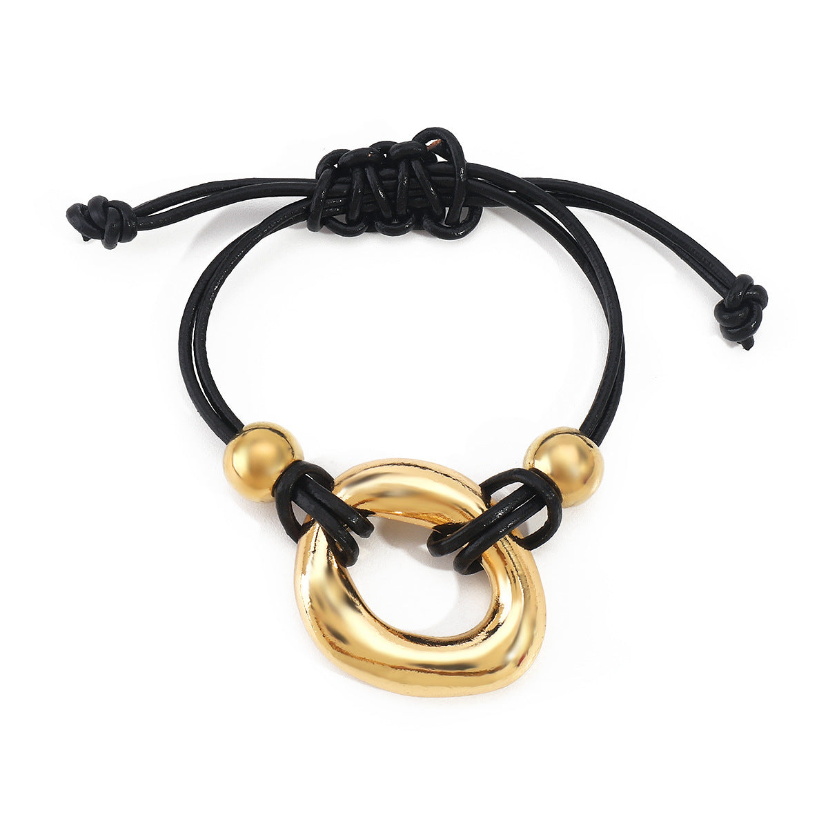 Collar con colgante de círculo irregular dulce y atrevido para mujer, colgante geométrico de aleación con cordón anudado a mano, gargantilla ajustable