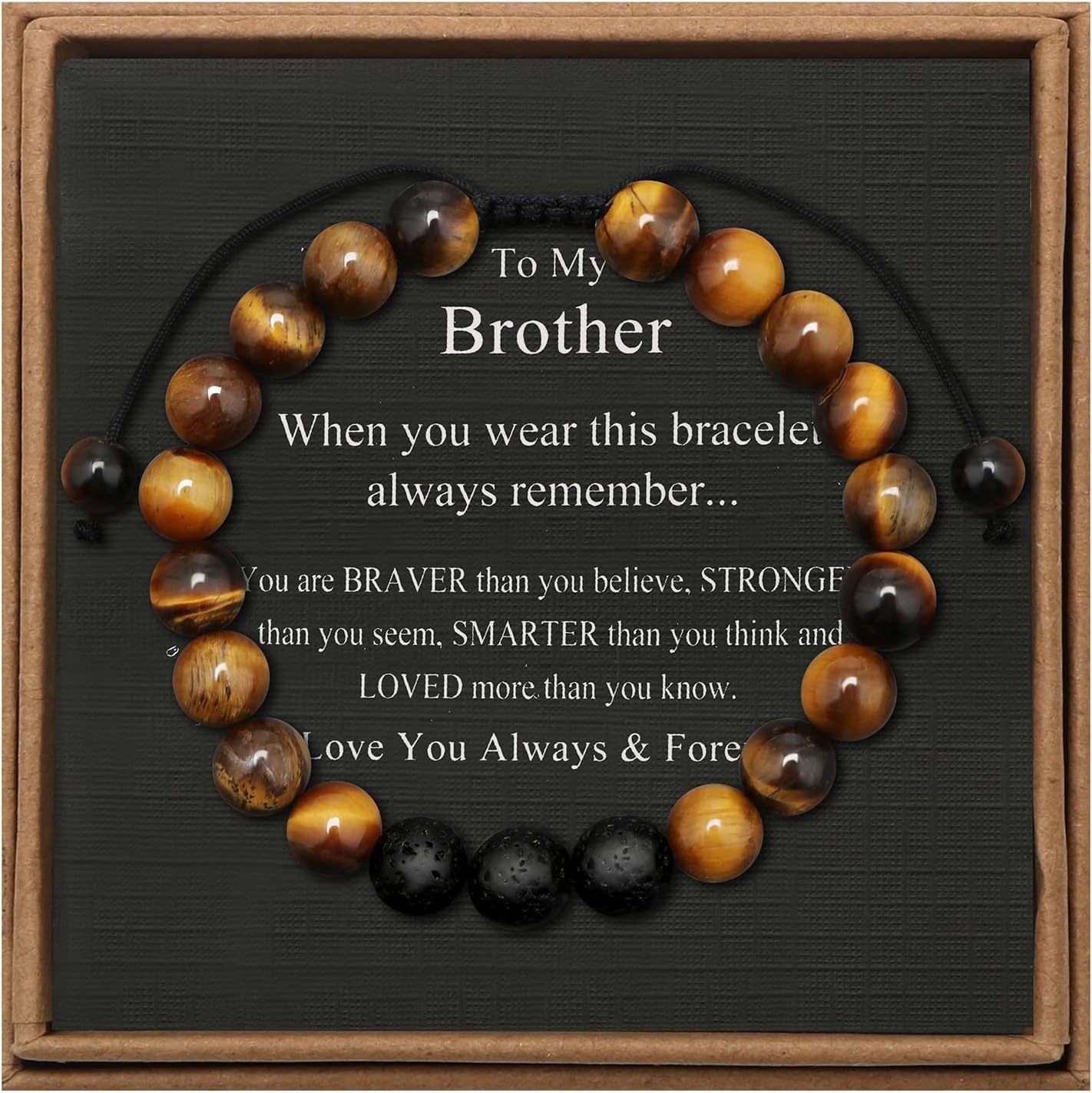 Men's Geometric Tiger's Eye Beaded Bracelet Adjustable Double Layer Handmade Gift
