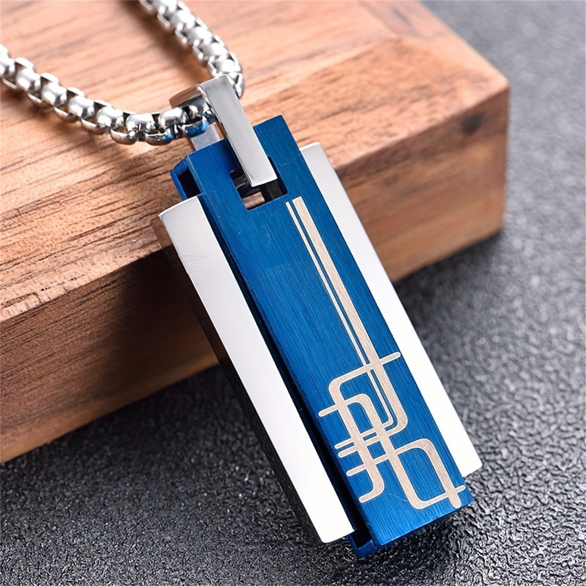 Minimalist Geometric Stainless Steel Necklace for Men with Polished Titanium Steel Pendant