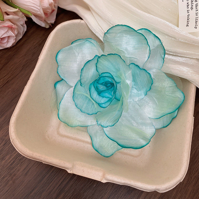 Fermaglio per Capelli a Becco d'Anatra Laterale Floreale da Donna in Tessuto con Lavorazione Artigianale, Stile Vacanziero e Estetica Fresca e Dolce