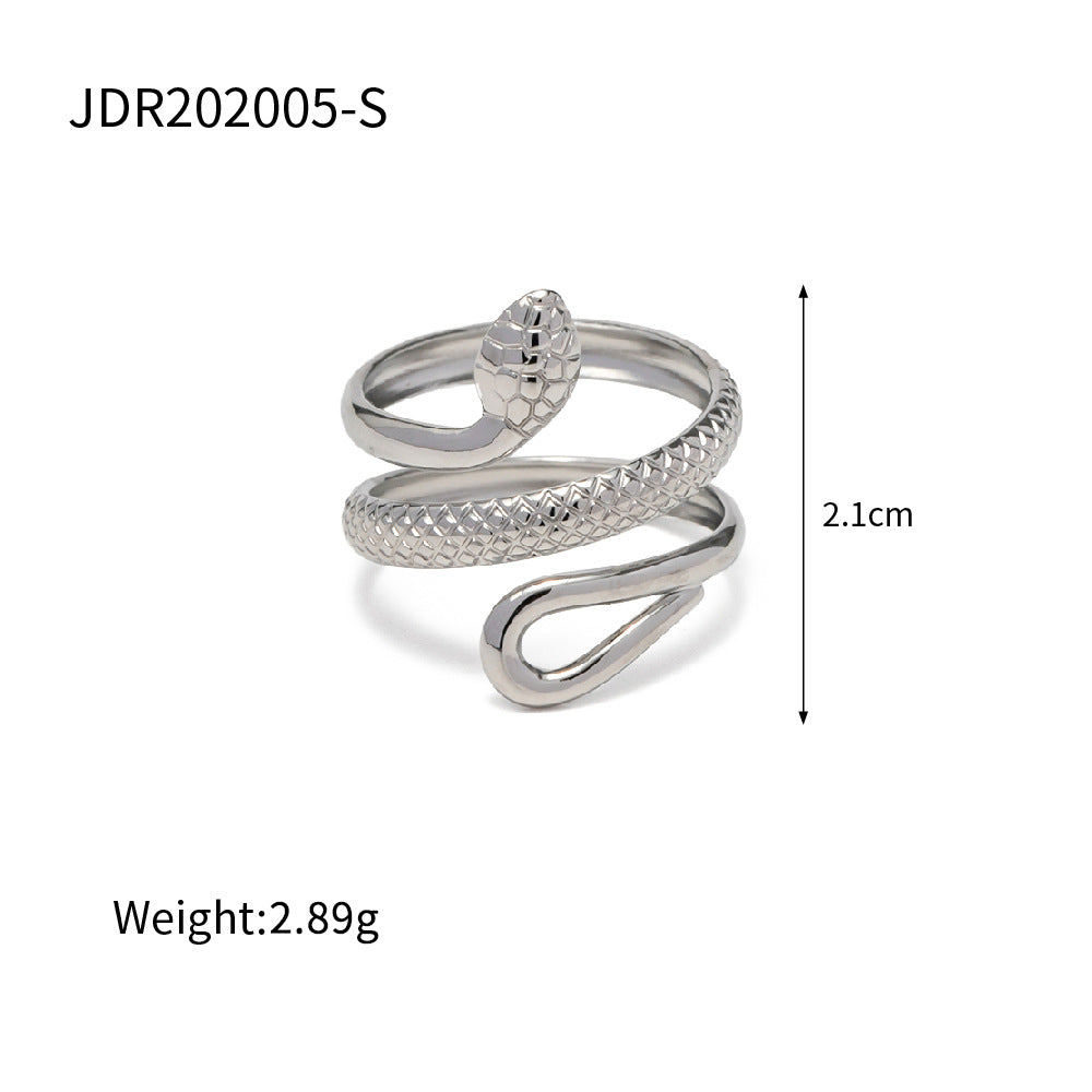 Geometric Plated Stainless Steel Open Ring for Women