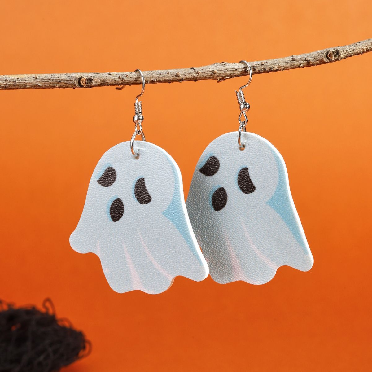 Pendientes de cuero con forma de fantasma y calabaza de Halloween con orejas de gato para mujer, joyería de disfraz festivo