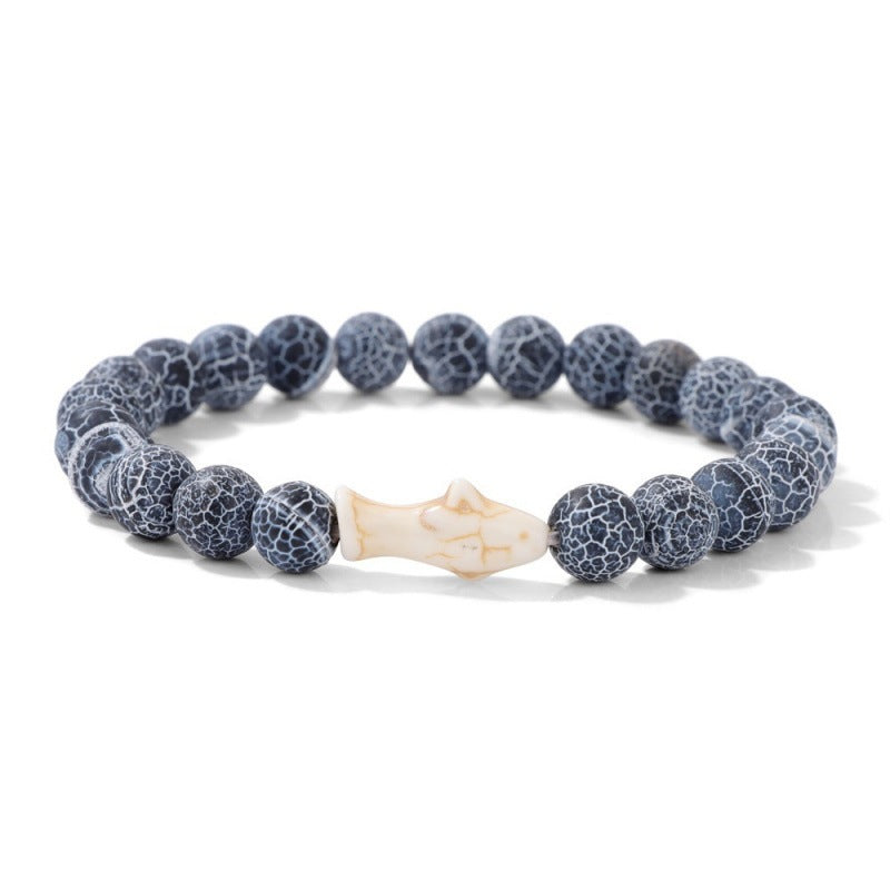 Minimalist Sweet Natural Turquoise Crystal Agate Animal Beaded Stretch Bracelet