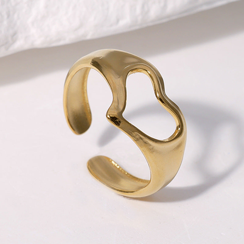 Anello Carino Cavo a Cuore Aperto Gioielli da Donna in Acciaio Inossidabile Placcato Oro 18K