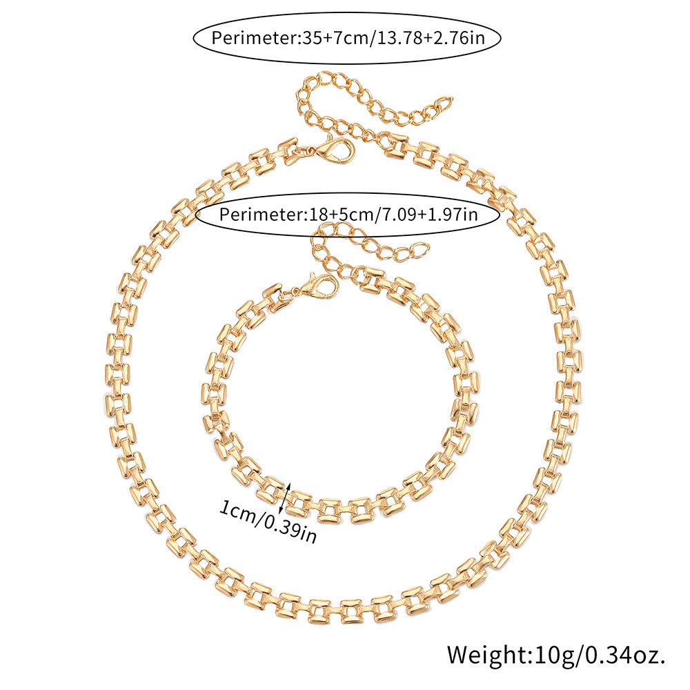 Fashion Round Plated Alloy Necklace and Bracelet Set for Women
