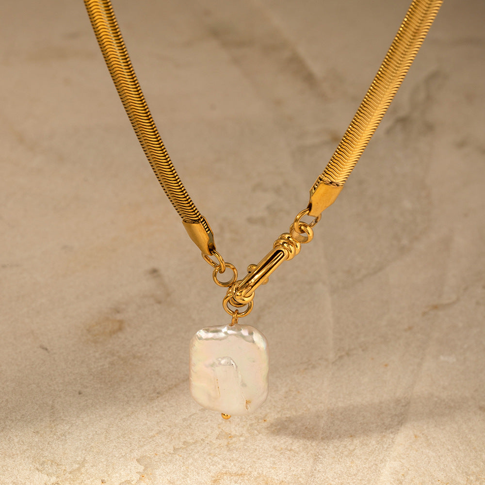 Minimalist Hollow Heart Pendant Necklace in Stainless Steel with 18K Gold Plating and Pink Zircon Inlay for Women