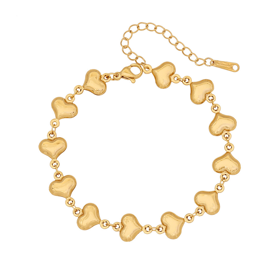 Bracciale personalizzato da donna in acciaio inossidabile con cuore e motivo floreale e finitura placcata