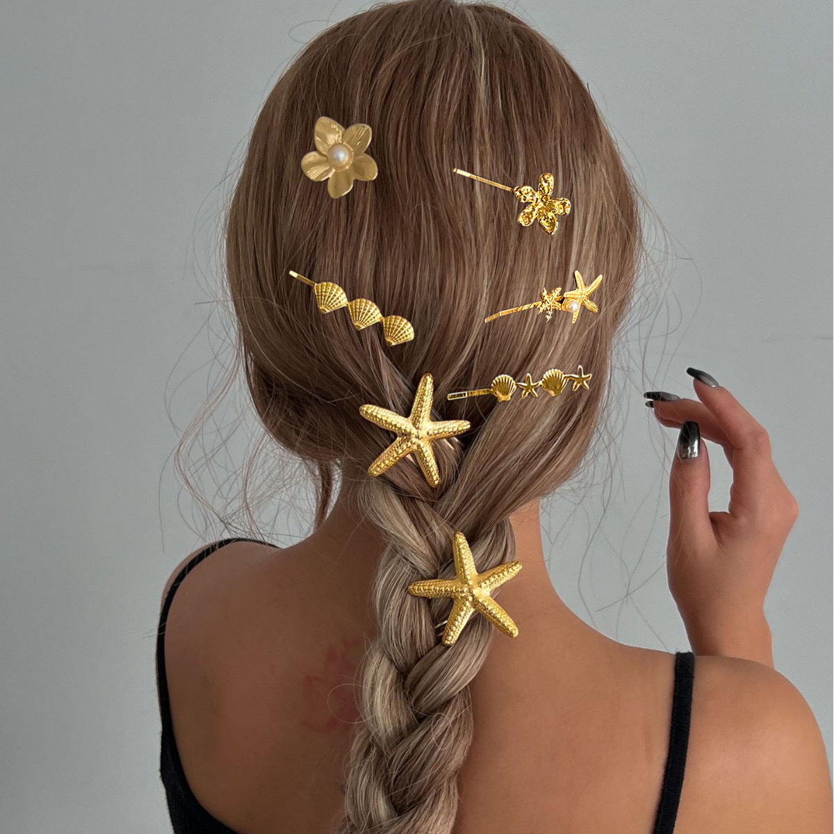 Casual Alloy Plated Starfish Hair Pin for Women