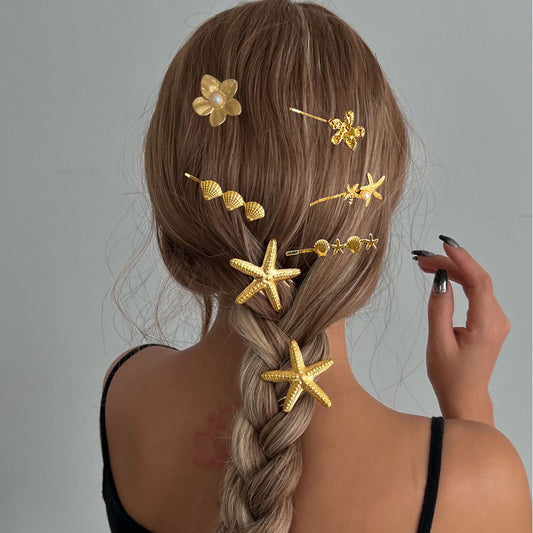 Casual Alloy Plated Starfish Hair Pin for Women
