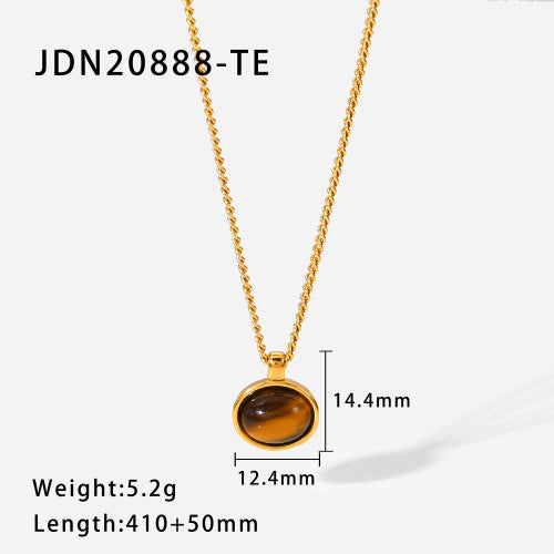 Anillo de ojo de tigre geométrico para mujer en acero inoxidable con acabado chapado, accesorio de moda minimalista