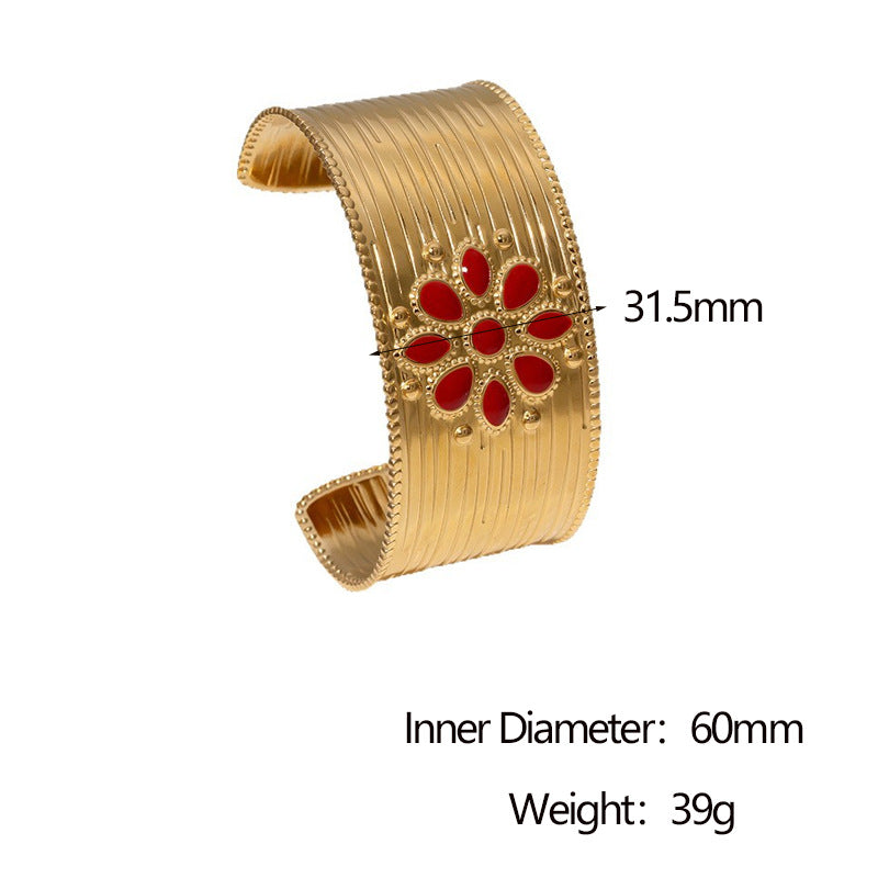 Minimalist Sun Symbol Bracelet for Women in Stainless Steel with 18K Gold Plating and Adjustable Open Bangle Design
