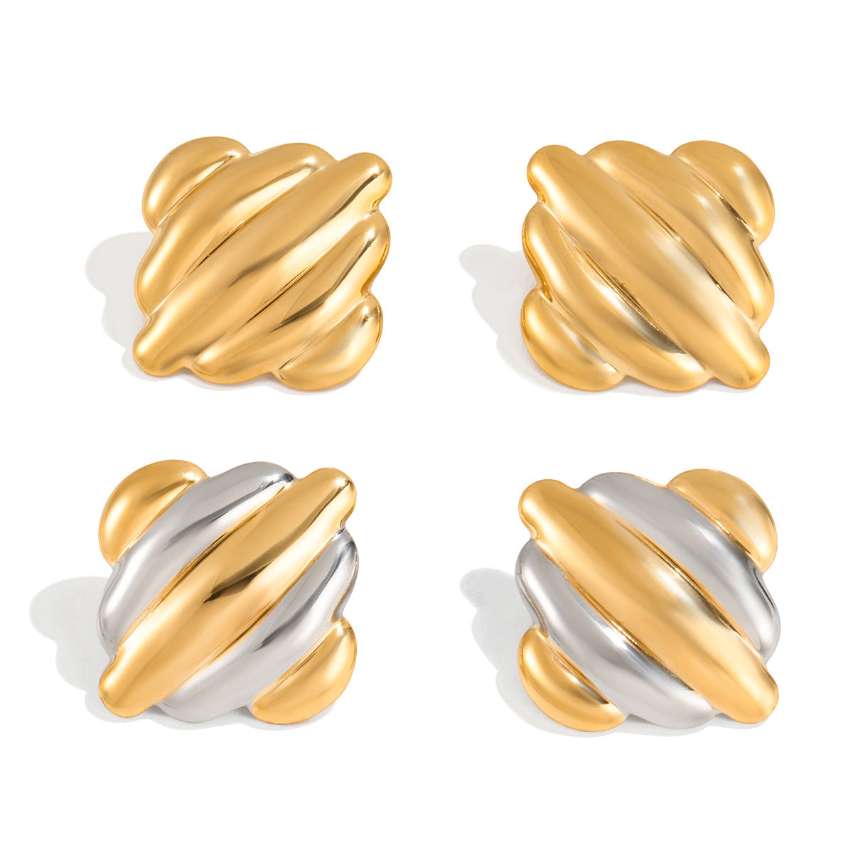 Orecchini a perno geometrici di lusso in acciaio inossidabile placcati oro 18 carati Gioielli di moda da donna