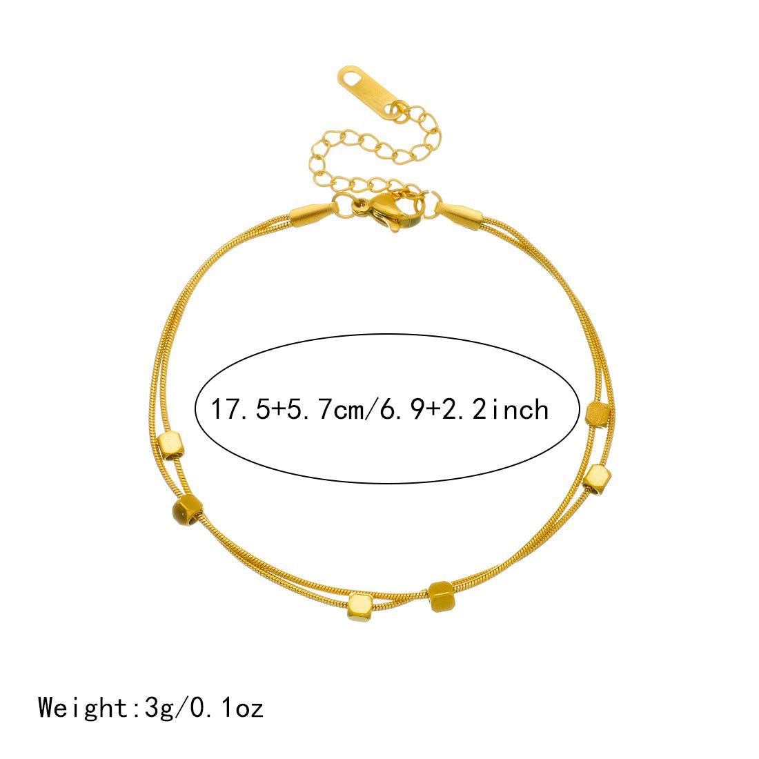 Minimalist Gold Plated Square Geometric Stainless Steel Layered Chain Bracelet for Women