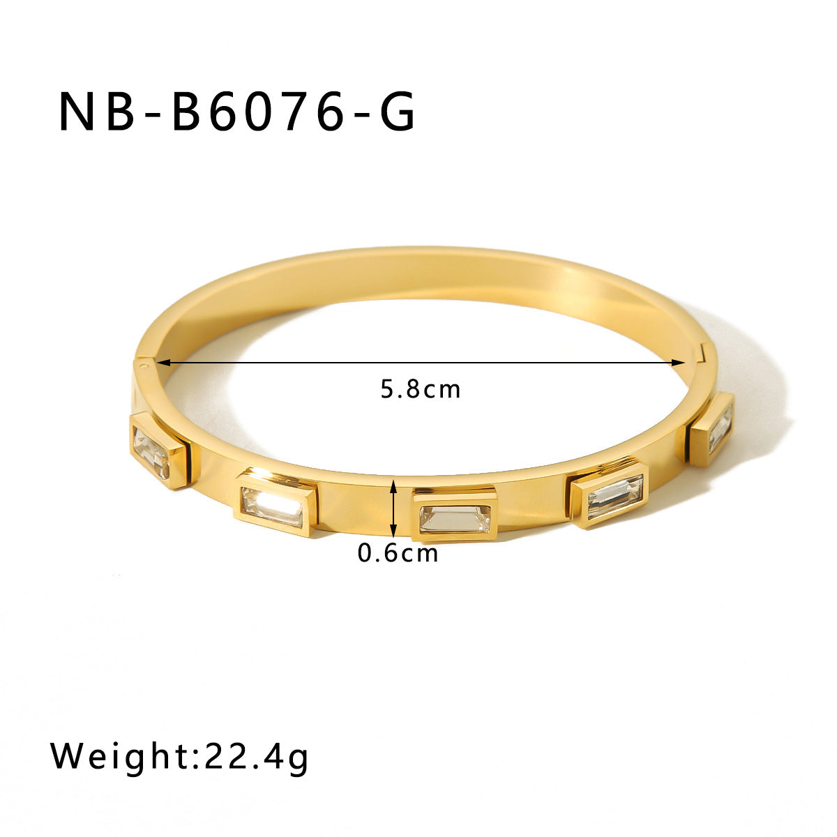 Geometric Heart-Shaped Titanium Steel Bracelet with Zircon Inlays Plated in 18K Gold for Women