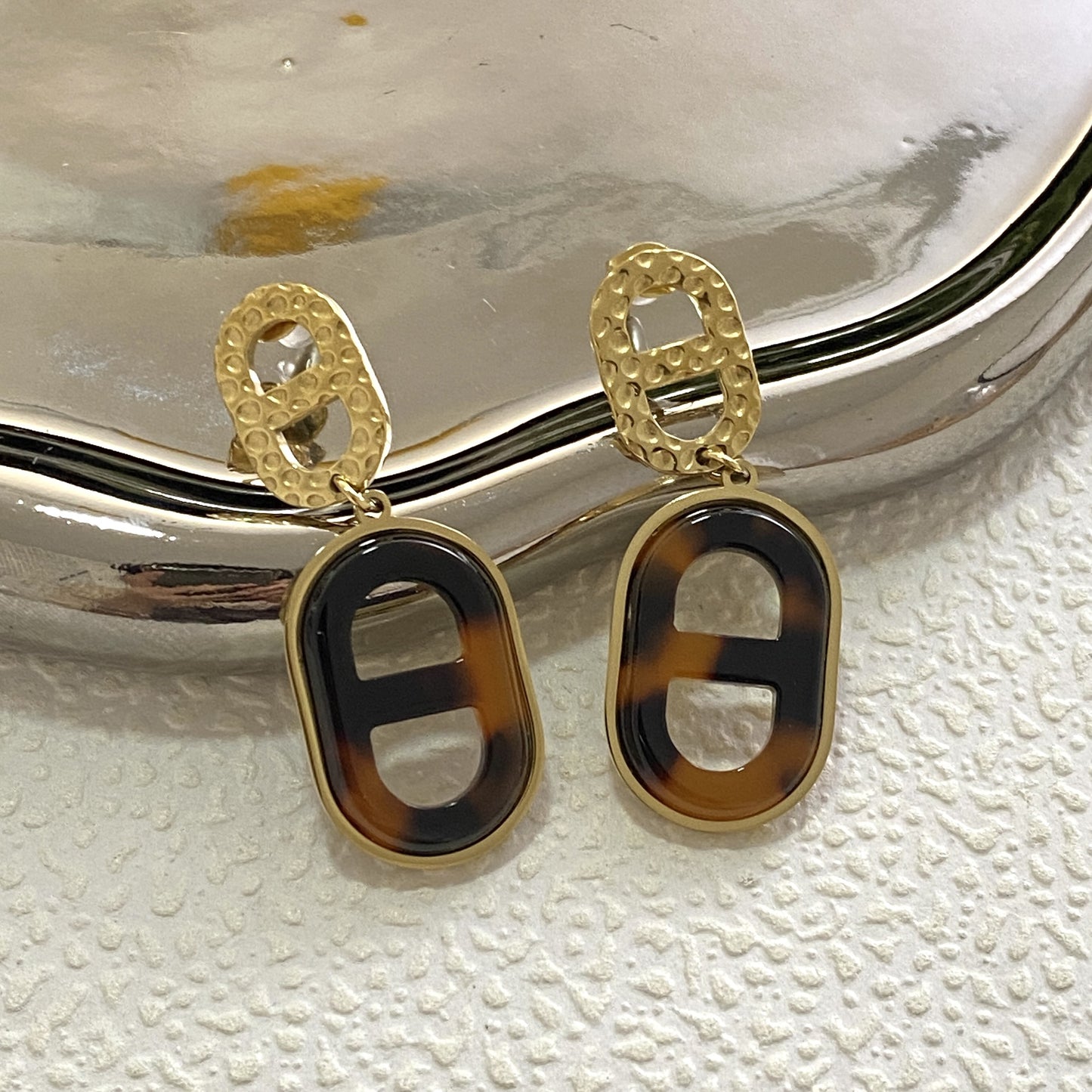 Unique Geometric Butterfly Heart Clover Shell Inlay Stainless Steel Earrings for Unisex