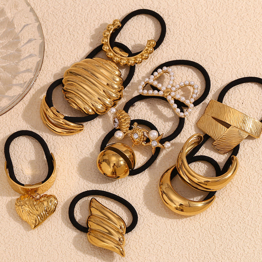 Elastico per Capelli Vintage da Donna con Ali di Farfalla, in Acciaio Inossidabile con Placcatura in Oro 18K