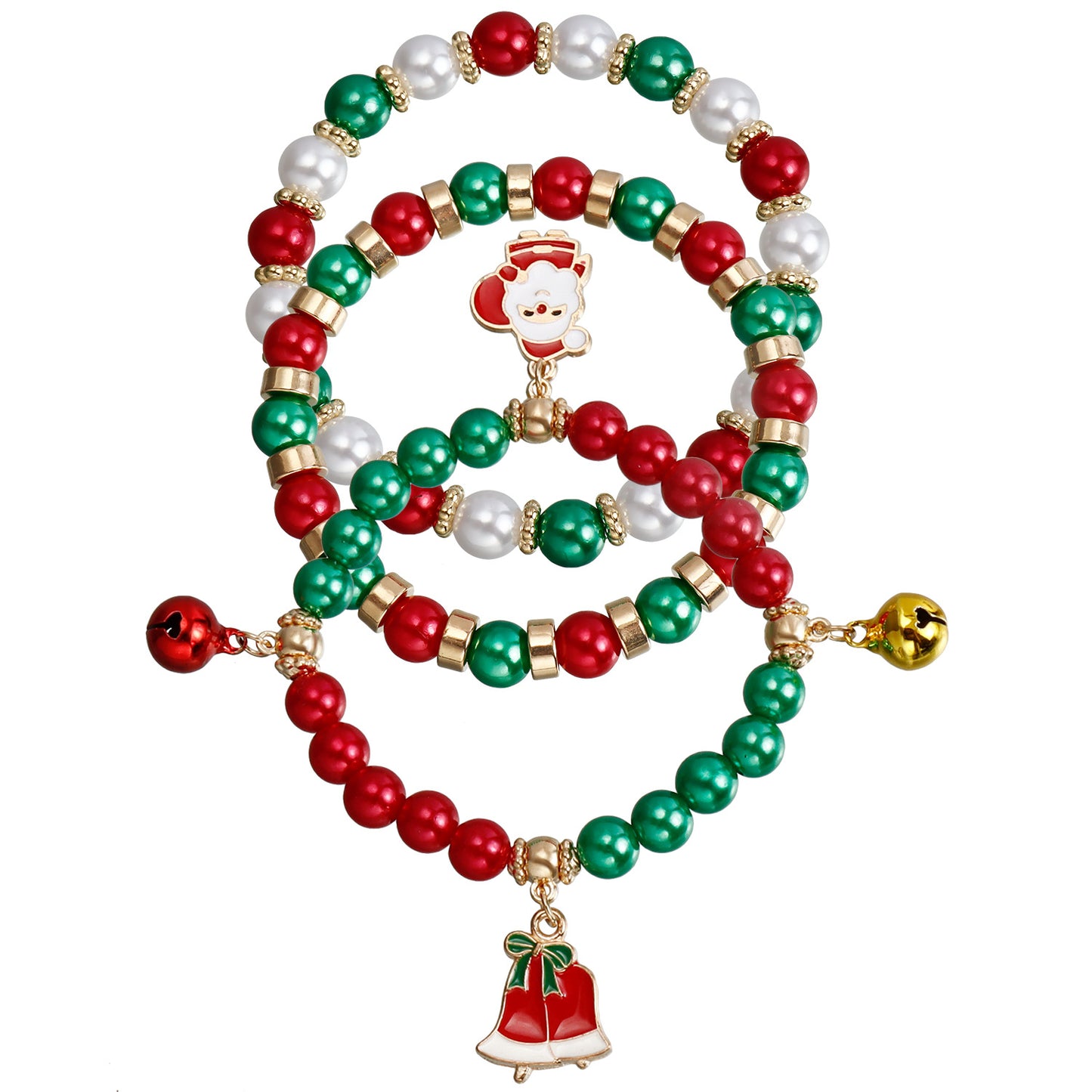 Geometric Acrylic Beaded Bracelet Set with Plated Finish for Christmas Holiday Gift