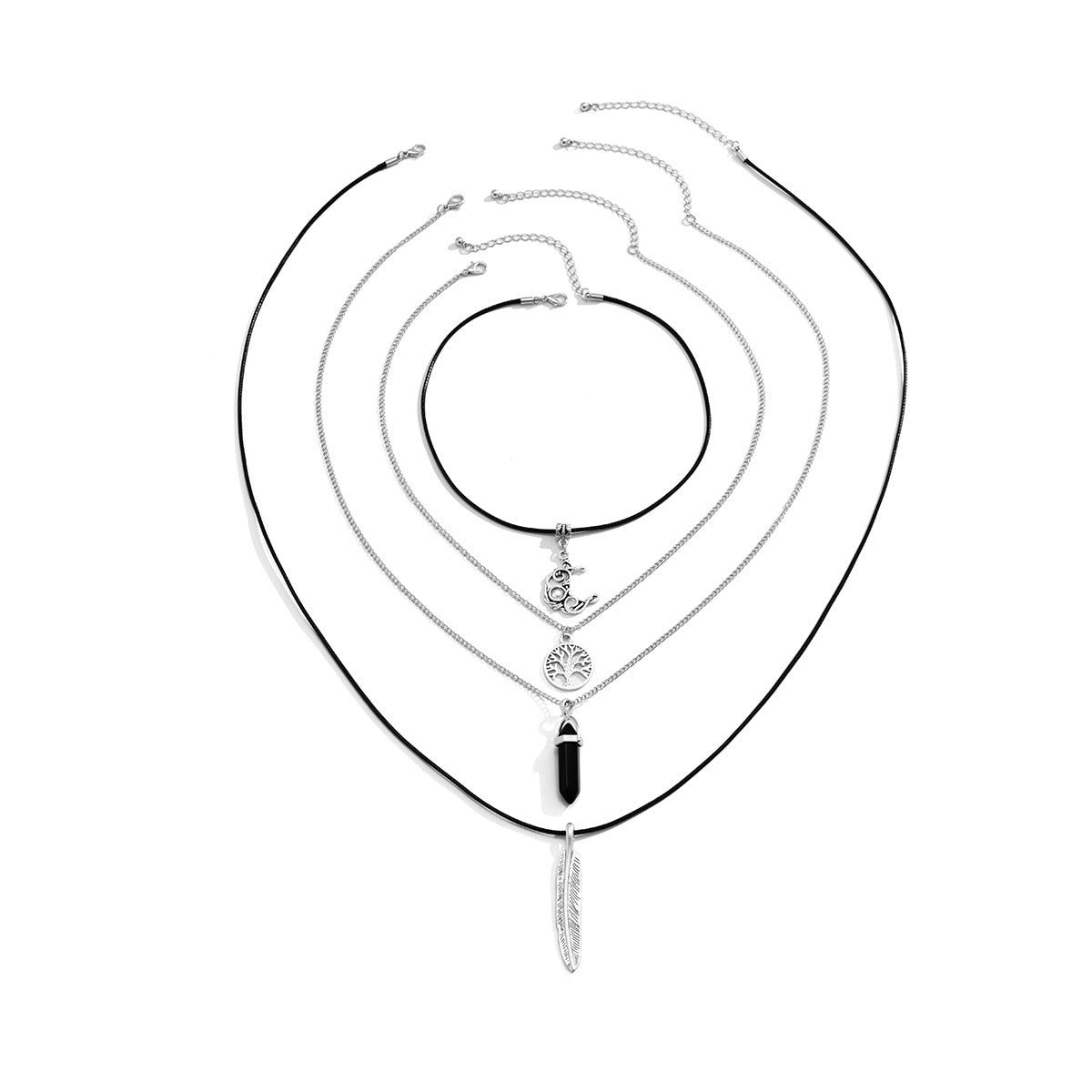 Collar Colgante Luna Bohemia con Cuentas de Aleación y Borlas en Cadena Electrochapada para Mujer