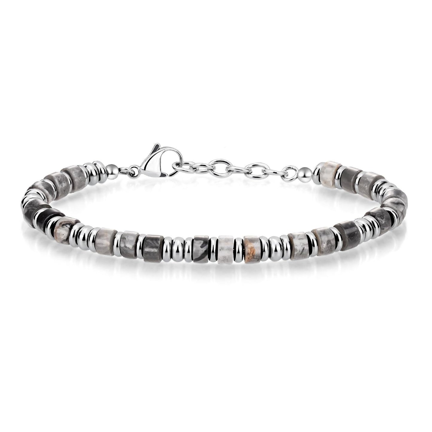 4mm Natural Obsidian Geometric Round Stainless Steel Bracelet Unisex