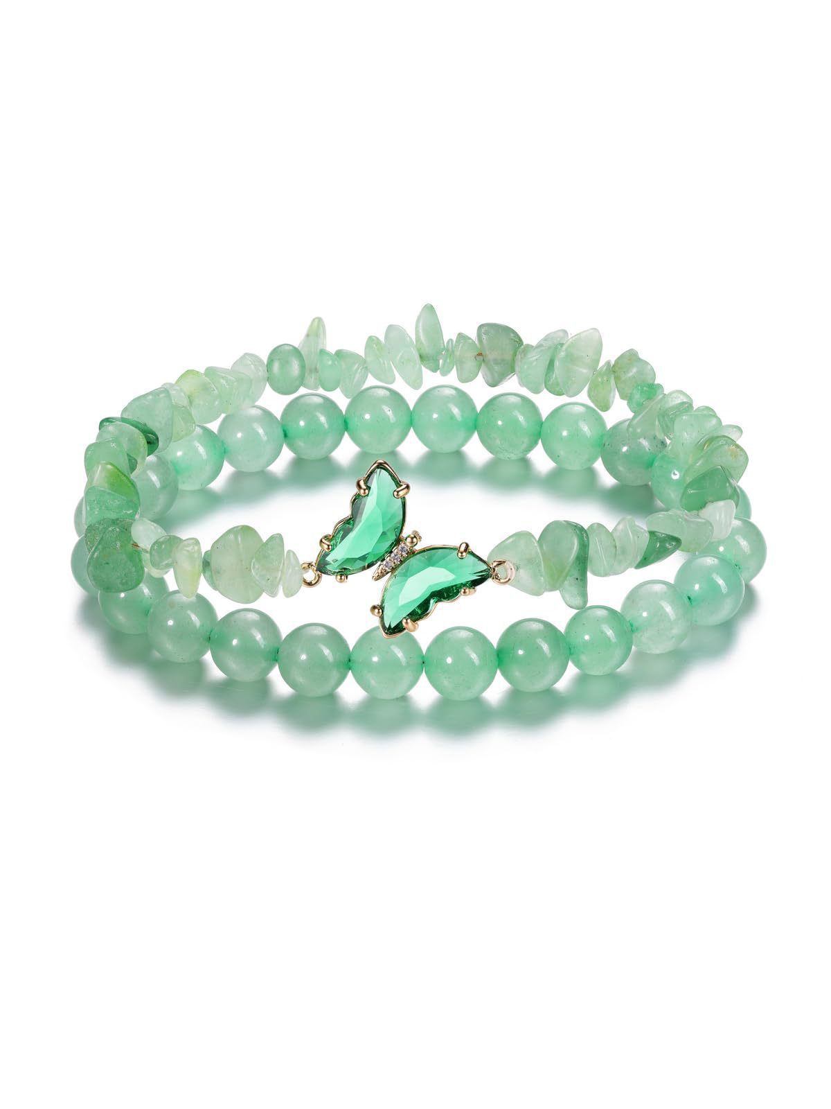 Minimalist Natural Crystal Butterfly Bracelet Set for Women