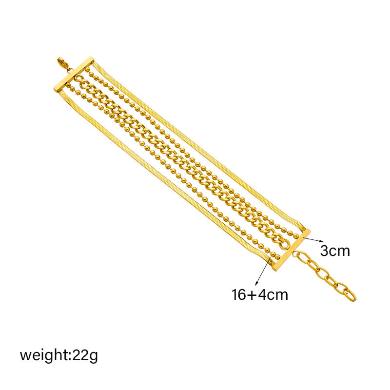Punk Style Irregular Wide Titanium Steel Bracelet with Plated Finish for Women